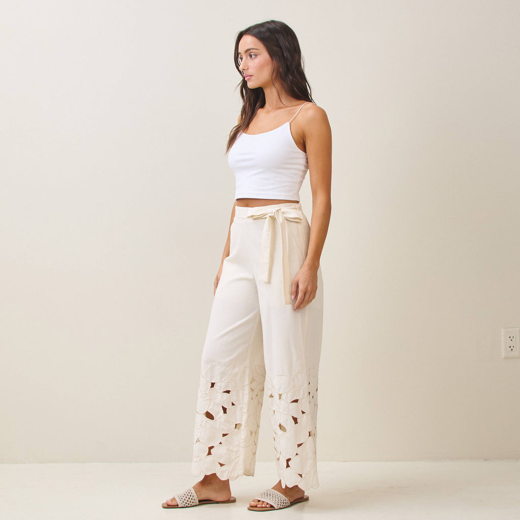 Final Sale-Floral Cutout Pants