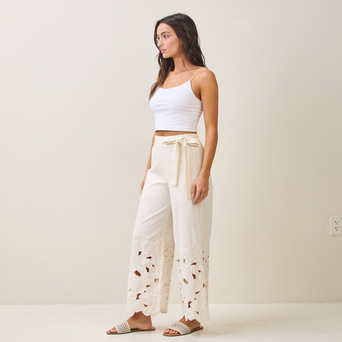 Final Sale-Floral Cutout Pants