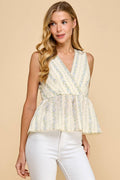 Final Sale-Floral V Neck Peplum Top