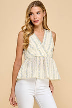 Final Sale-Floral V Neck Peplum Top