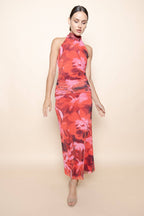 Gathered Waist Halter Maxi Dress