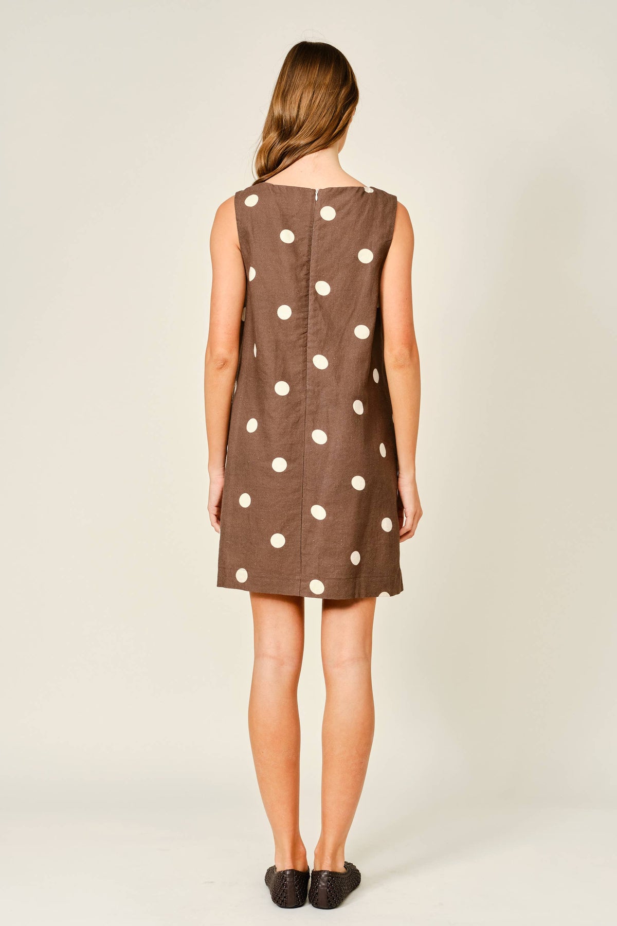 Final Sale-Linen Dot Mini Dress