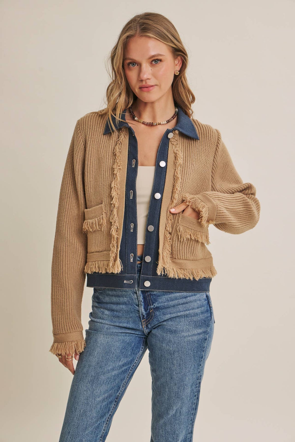 Denim Sweater Cardigan