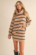 Oversized Stripe Turtle Neck