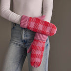 Pink & Bright Pink Plaid Knit Mittens