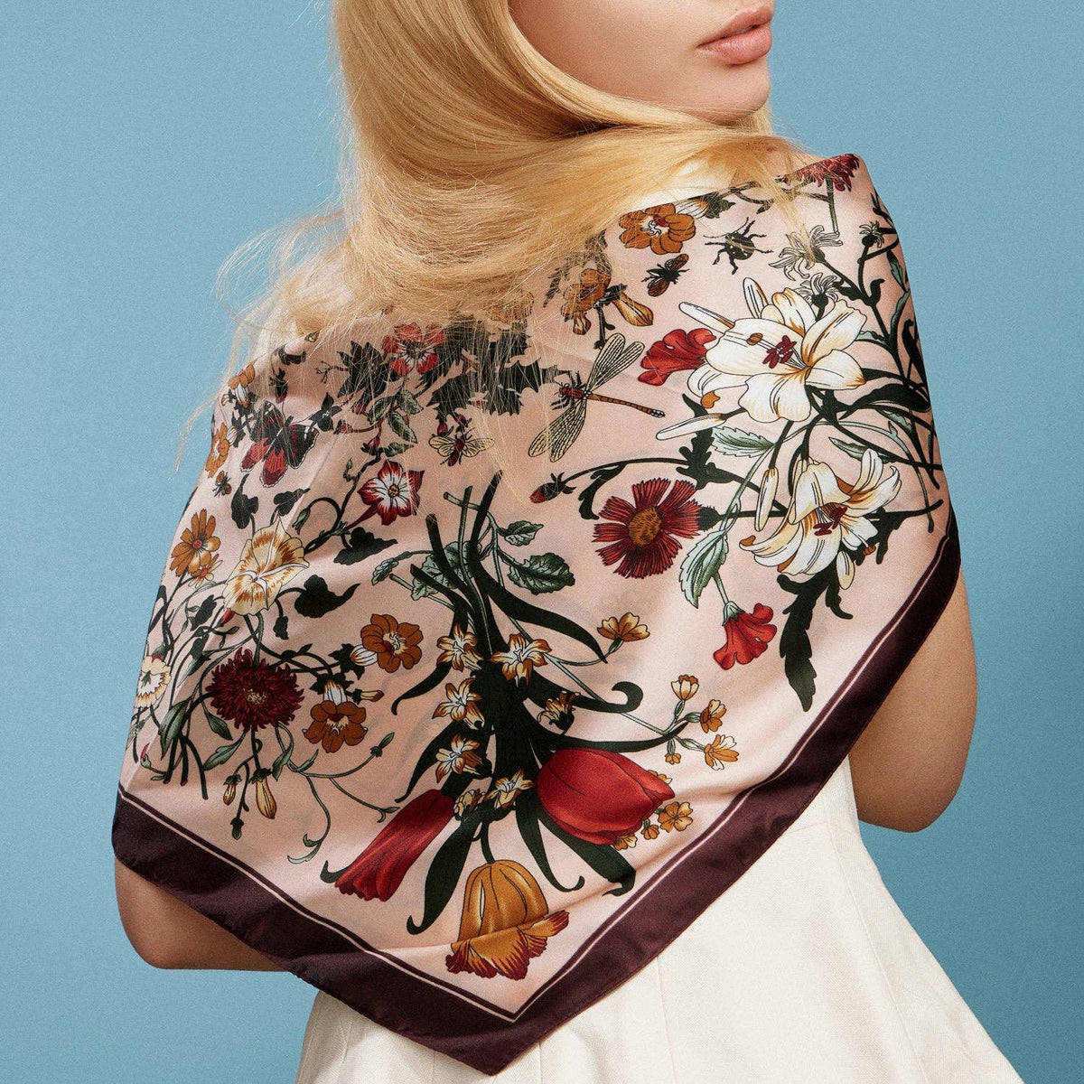 Final Sale-Vintage Floral Square Scarf