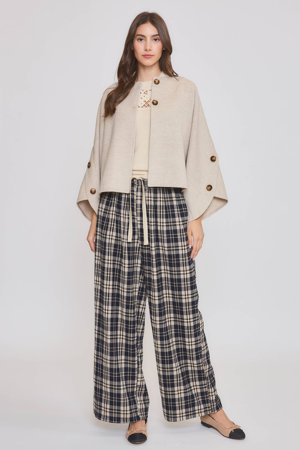Wool-Blend Cape Coat