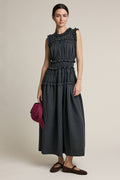 Green Grey Plaid Maxi Dress