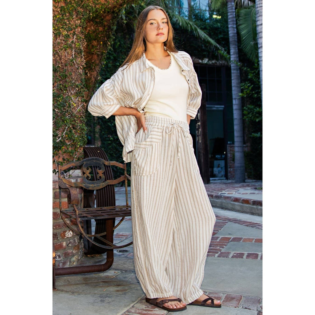 Final Sale-Stripe Linen Blend Pant
