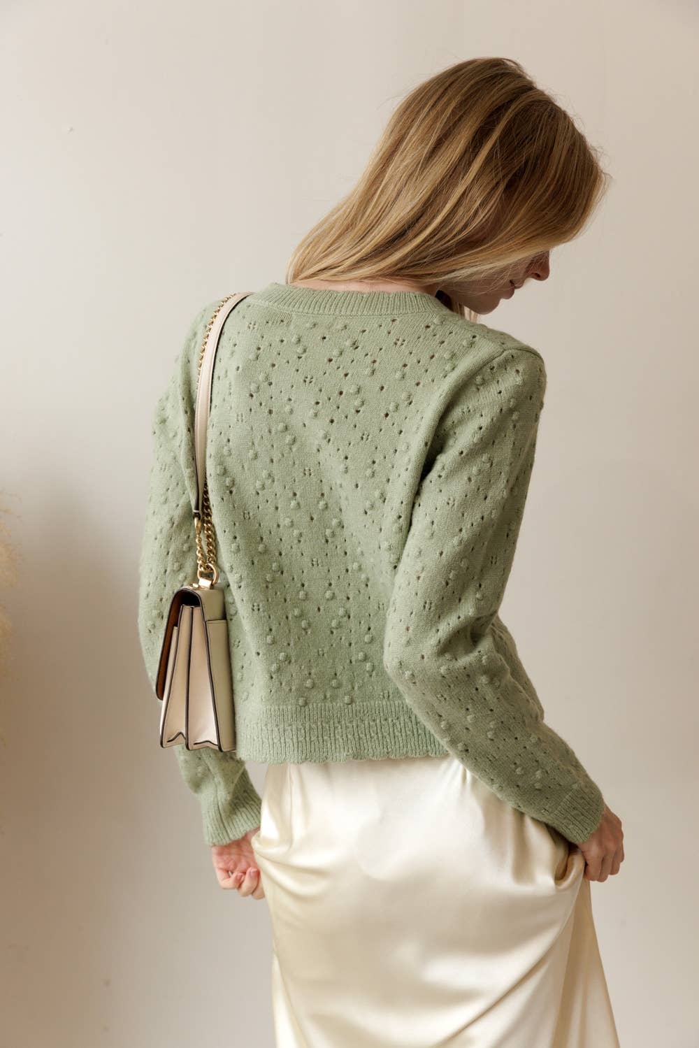Pointelle Bobble Knit Cardigan
