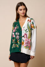 Floral Color Block Cardigan