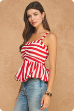 Final Sale-Striped Bubble Tank Top