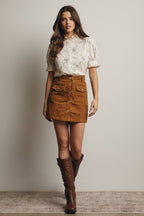 Final Sale-Embroidered Ruffle Collar Cotton Blouse