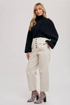 FInal Sale-High-Rise Button Front Ankle Pant