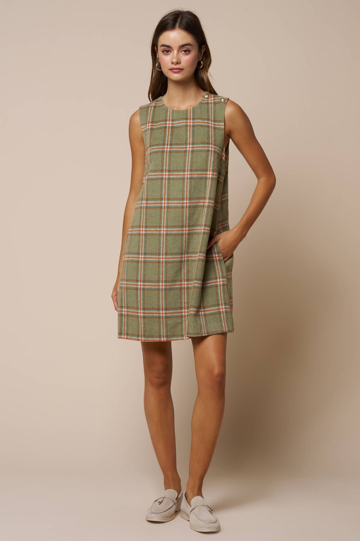 Plaid Mini Shift Dress