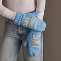 Lt. Blue & Beige Ski Mittens