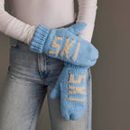 Lt. Blue & Beige Ski Mittens