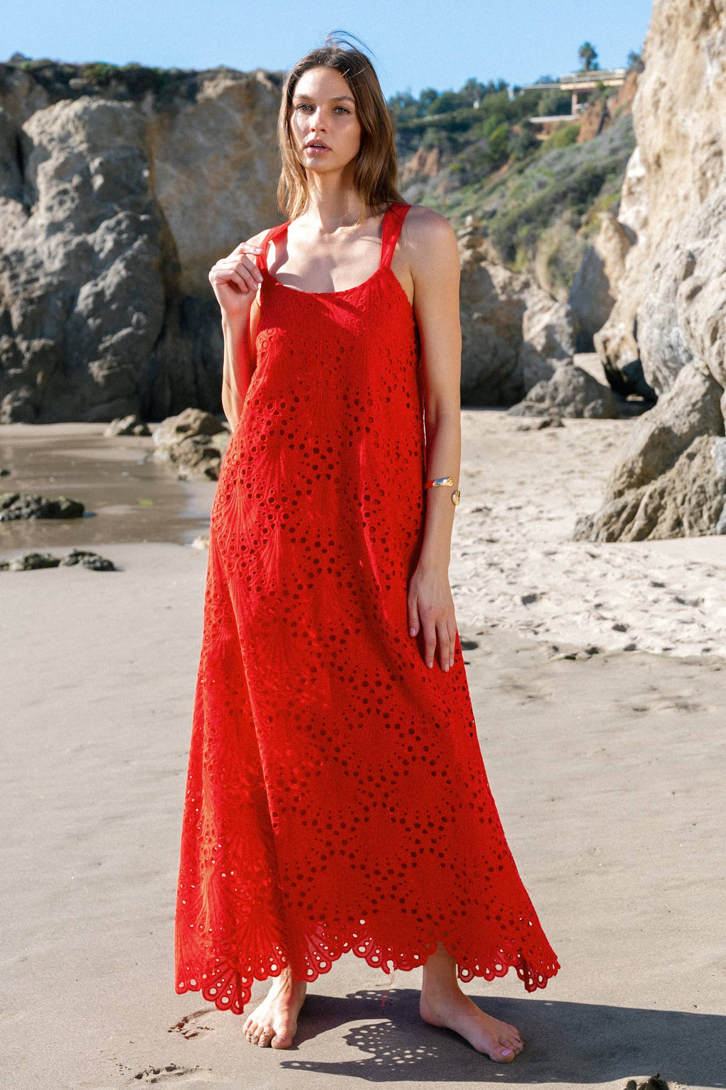 Floral Embroidery Maxi Dress