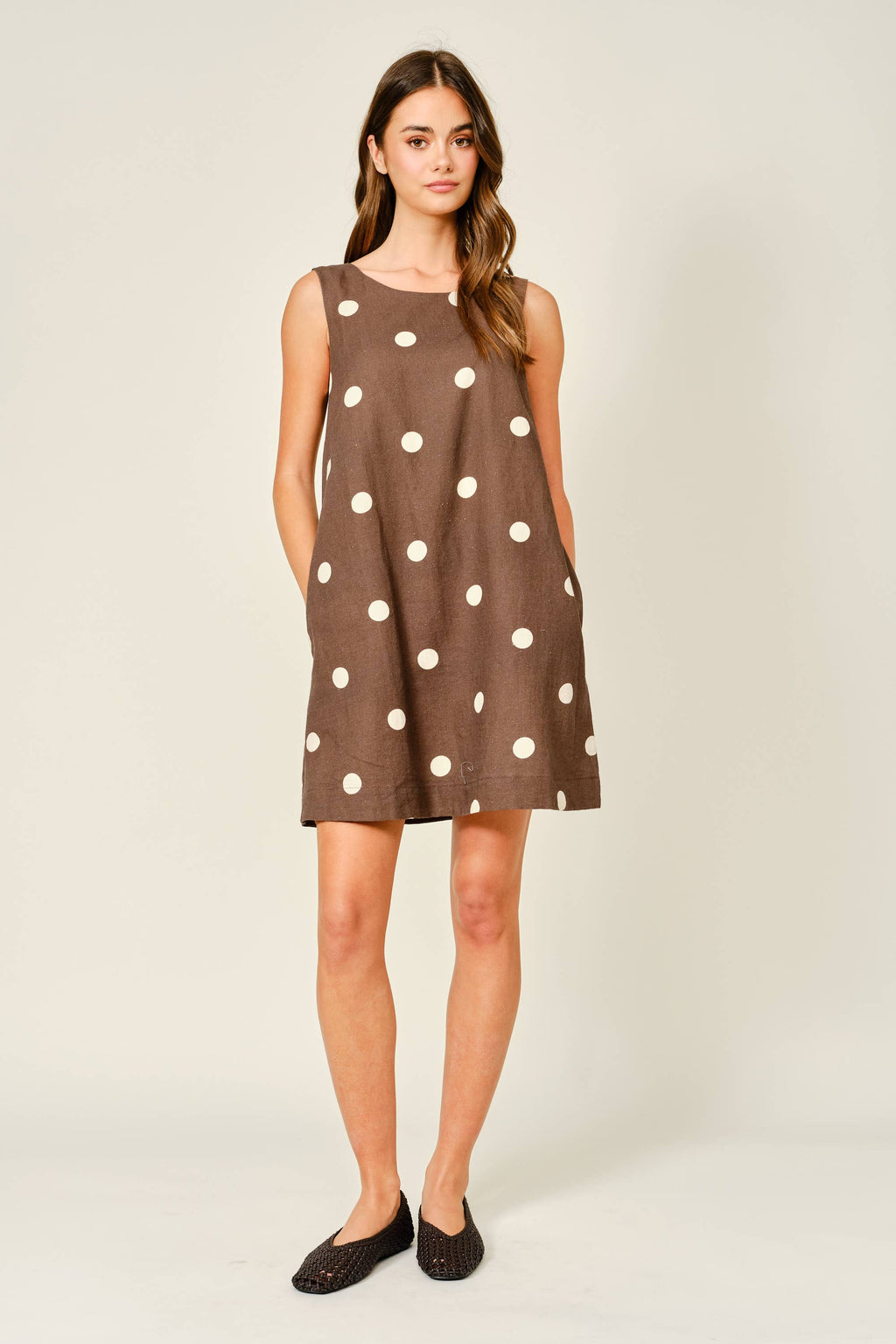 Final Sale-Linen Dot Mini Dress