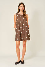 Final Sale-Linen Dot Mini Dress