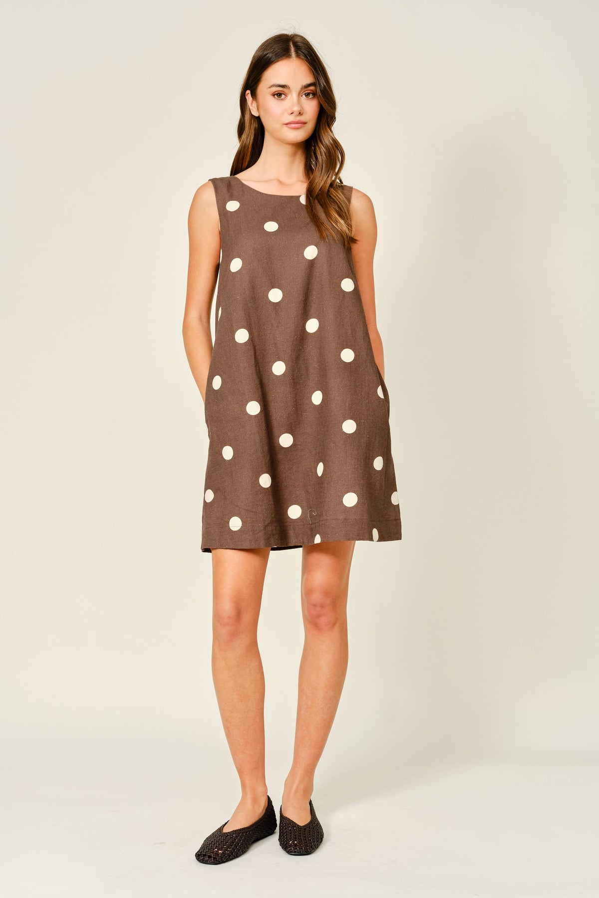 Final Sale-Linen Dot Mini Dress