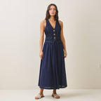 Denim vest long dress