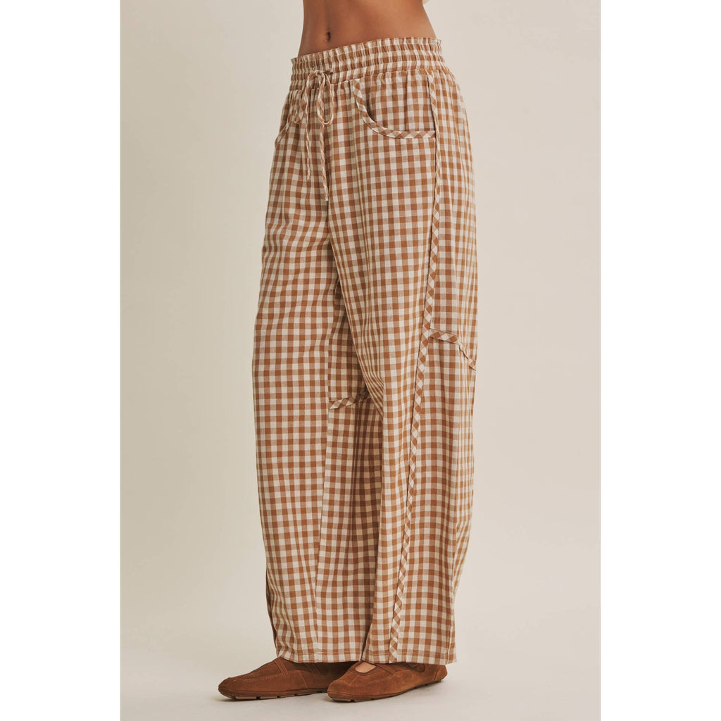 Relaxed Gingham Barrel Pant