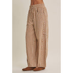 Relaxed Gingham Barrel Pant