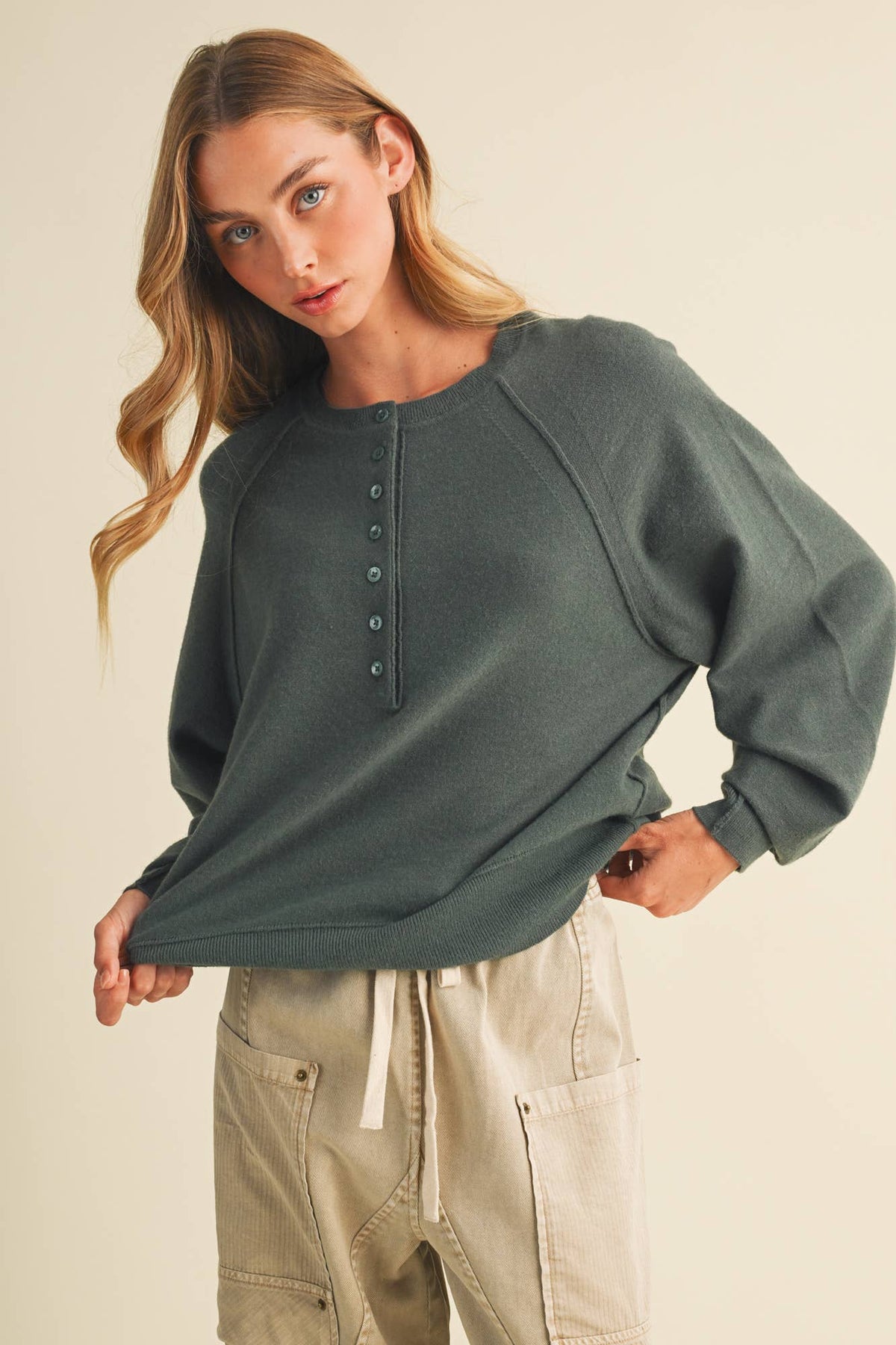 Knit Henley Raglan