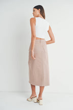 Final Sale-Open Slit Midi Skirt