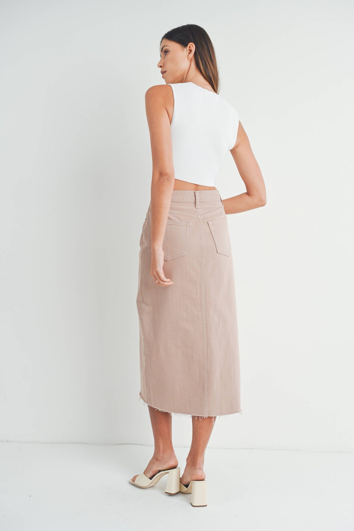 Final Sale-Open Slit Midi Skirt
