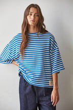 Final Sale-Knit Cotton Striped Short Sleeve