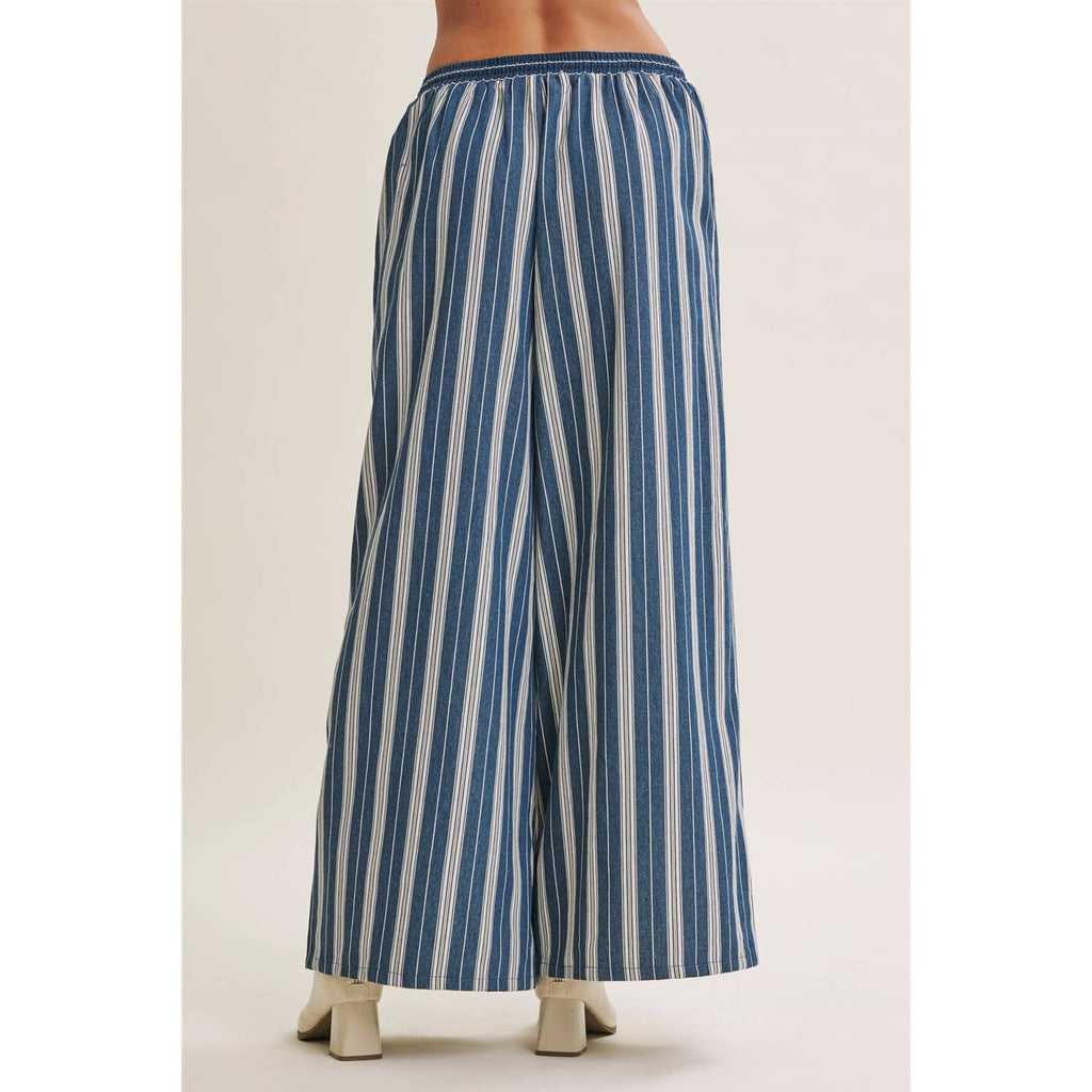 Vertical Stripe Wide-Leg Pants