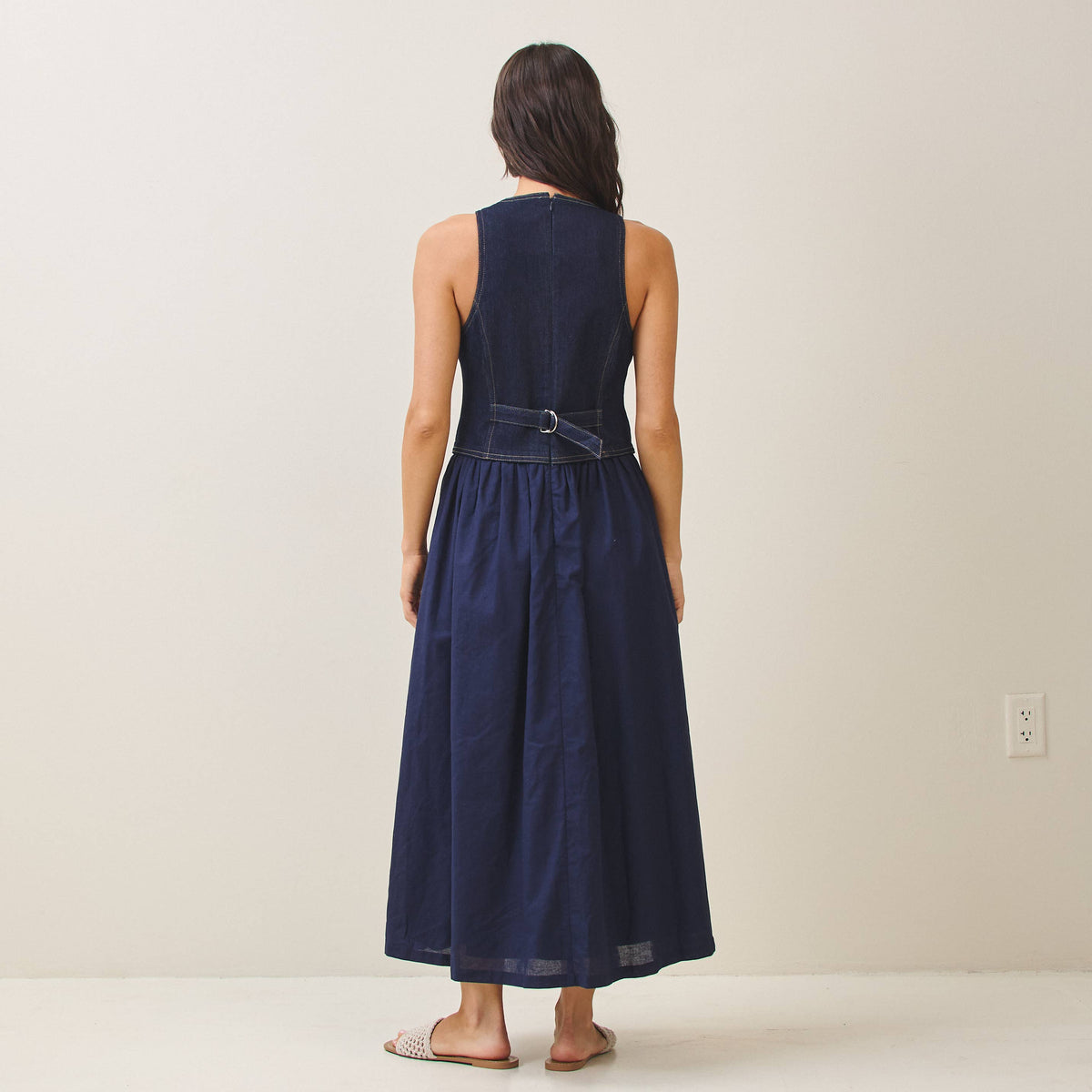 Denim vest long dress