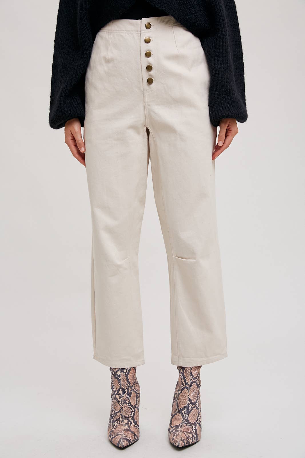 FInal Sale-High-Rise Button Front Ankle Pant