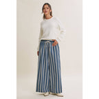 Vertical Stripe Wide-Leg Pants