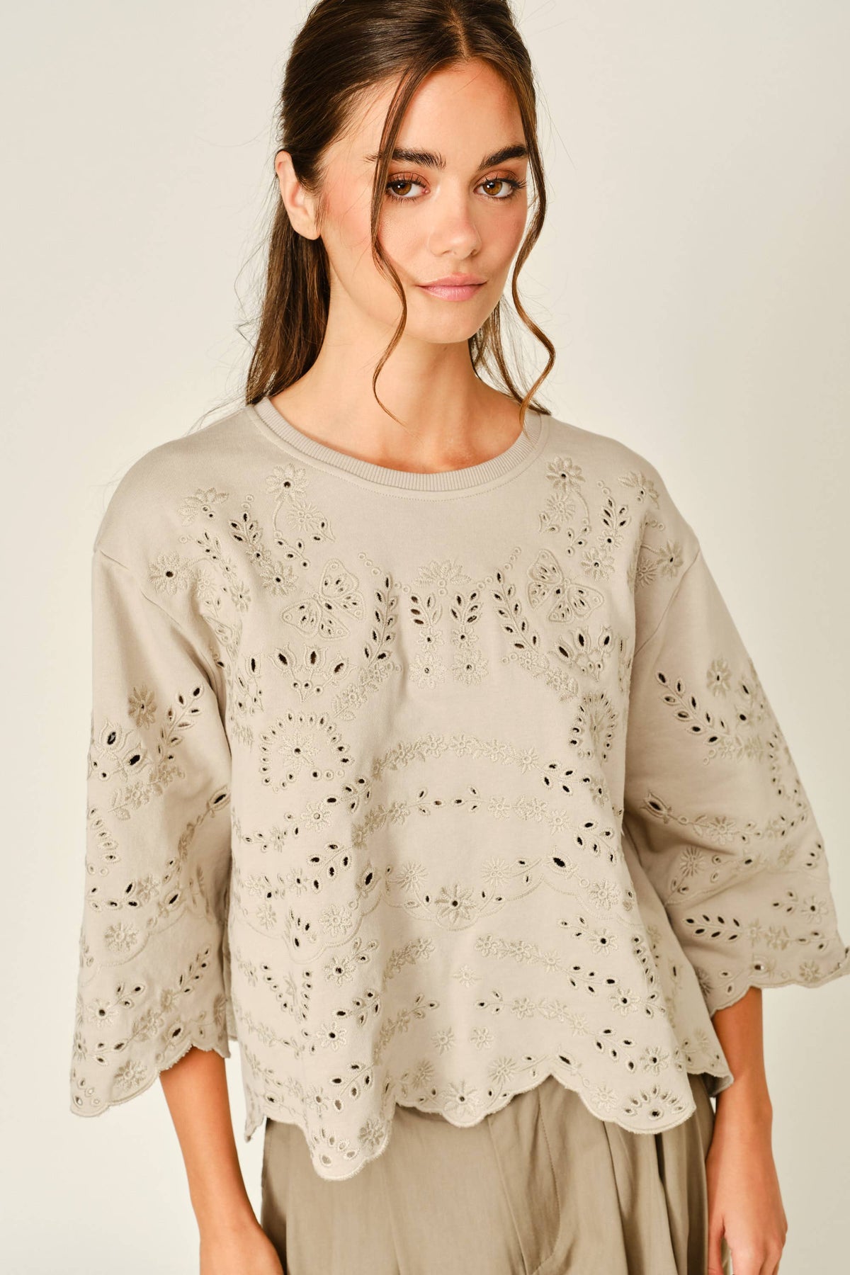 Eyelet Terry Sweatshirt