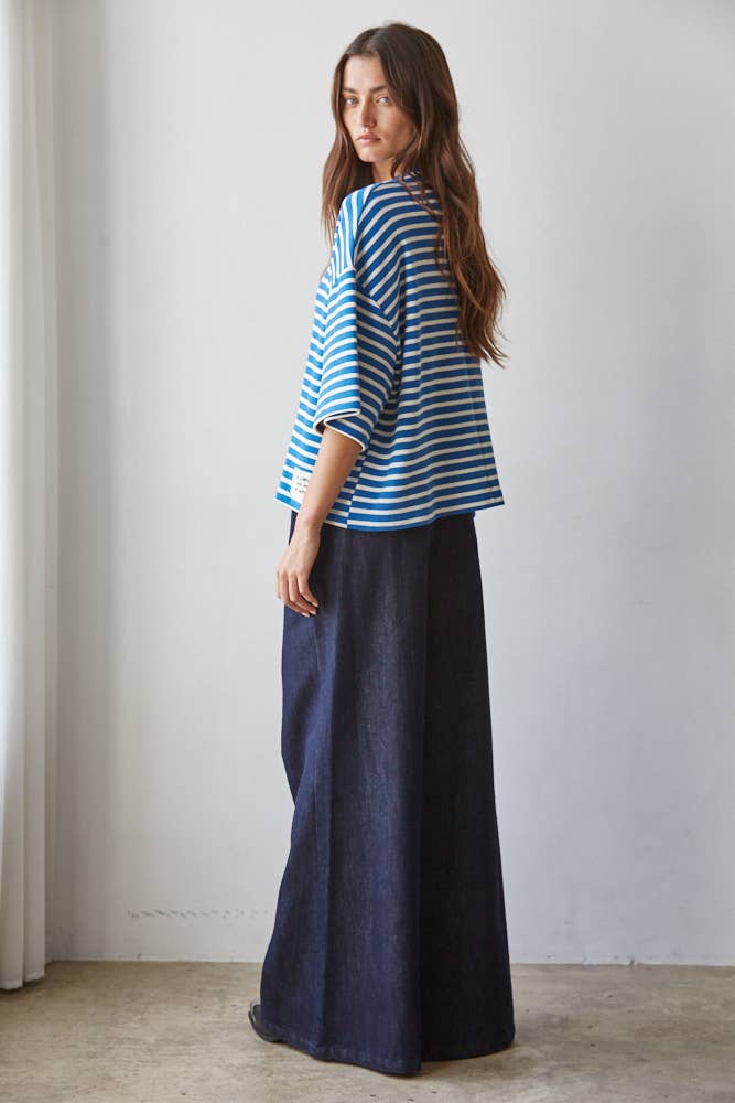 Final Sale-Knit Cotton Striped Short Sleeve