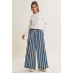 Vertical Stripe Wide-Leg Pants