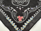 Final Sale-Black Bandana With Floral Embroidery