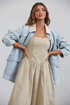 Utility Contrast Collared Denim Jacket