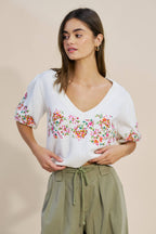 Final Sale-Floral Embroidered Sweater Top
