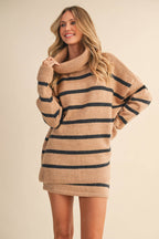 Oversized Stripe Turtle Neck