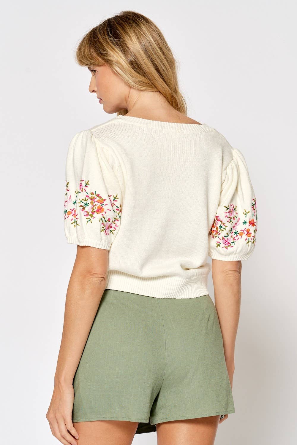 Final Sale-Floral Embroidered Sweater Top