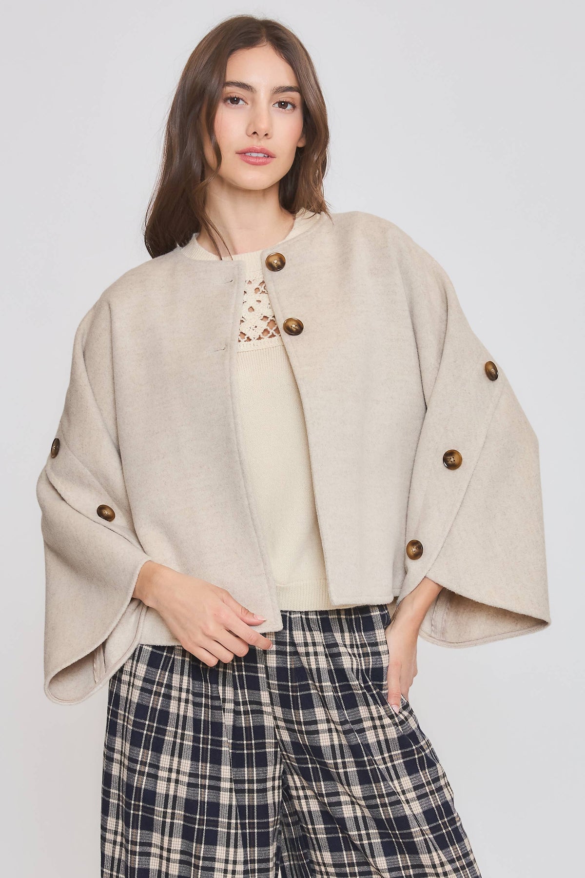 Wool-Blend Cape Coat
