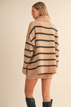 Oversized Stripe Turtle Neck