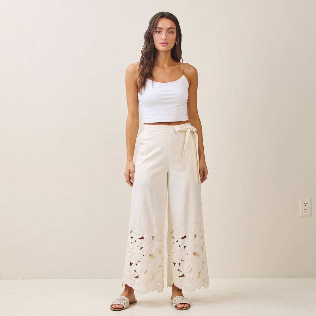Final Sale-Floral Cutout Pants