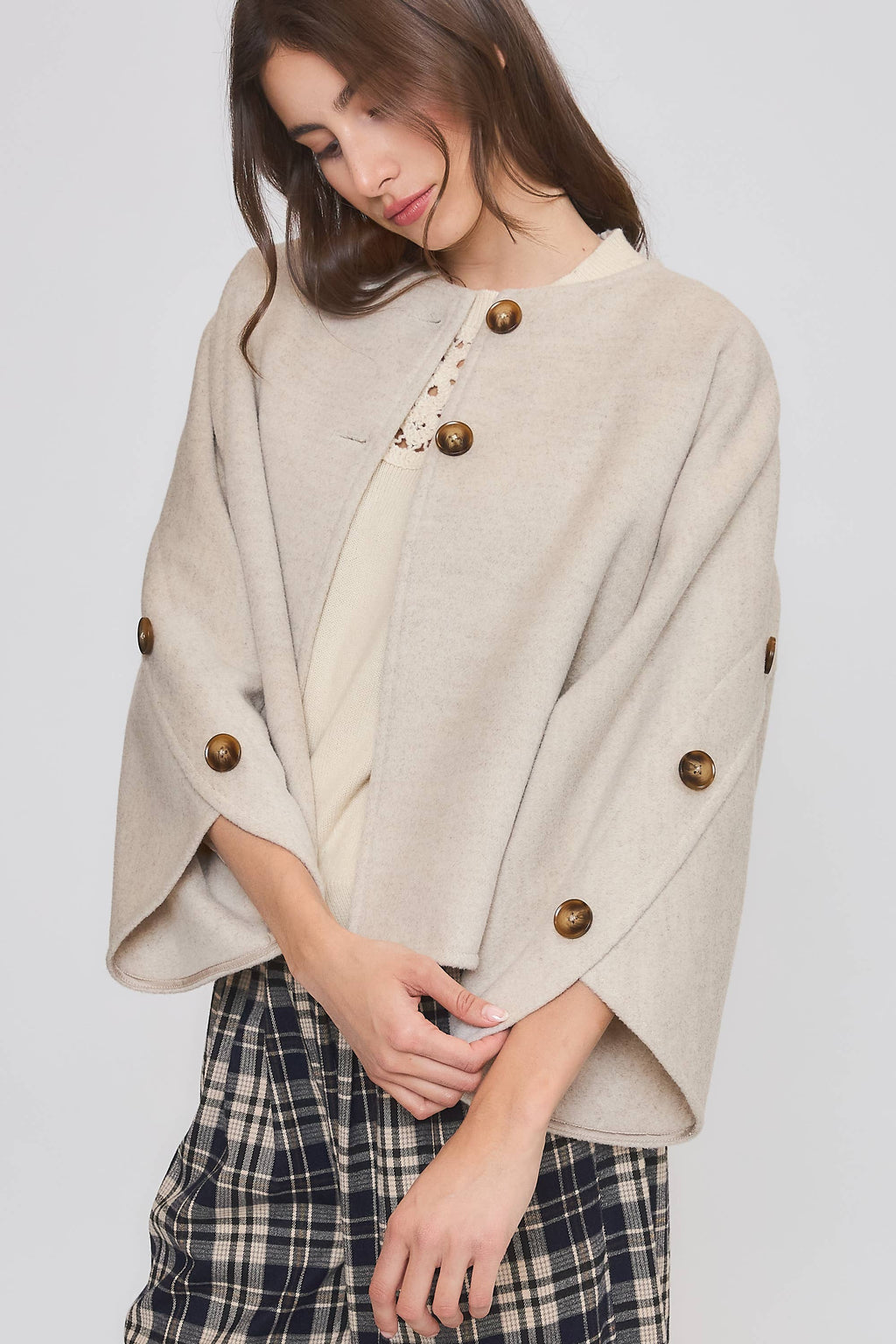 Wool-Blend Cape Coat