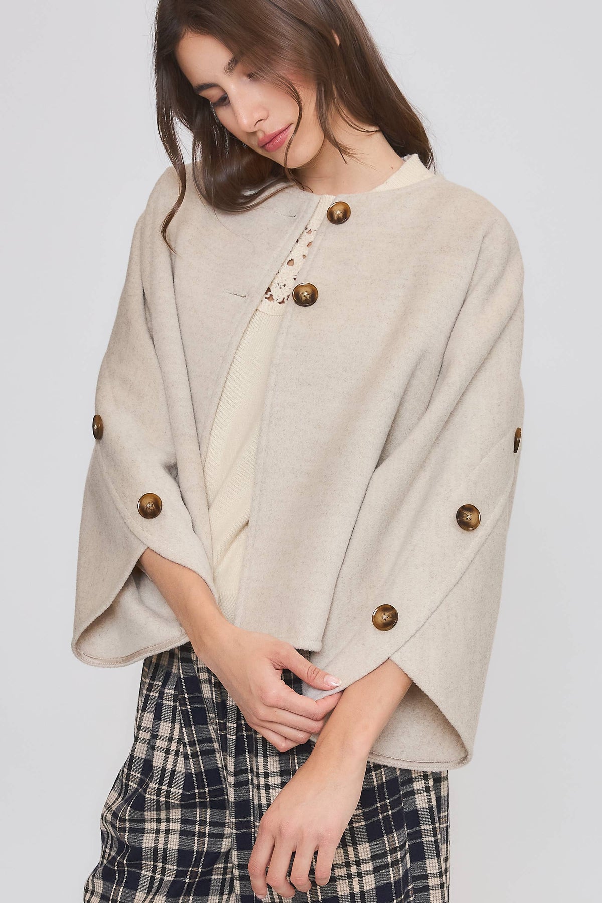 Wool-Blend Cape Coat