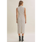 Polka Dot Ruched Midi Dress